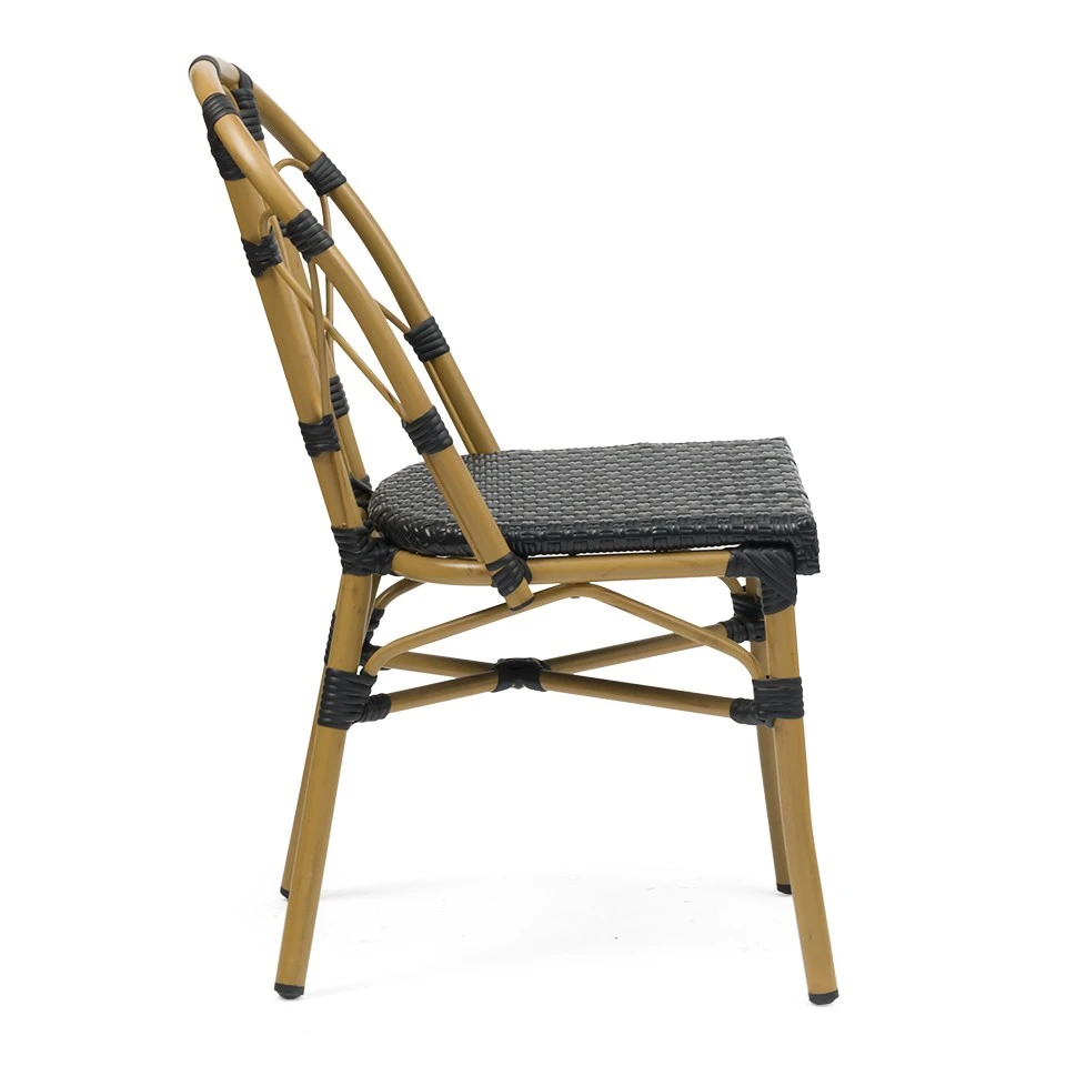 Black Rattan Outdoor French Bistro Chairs factory